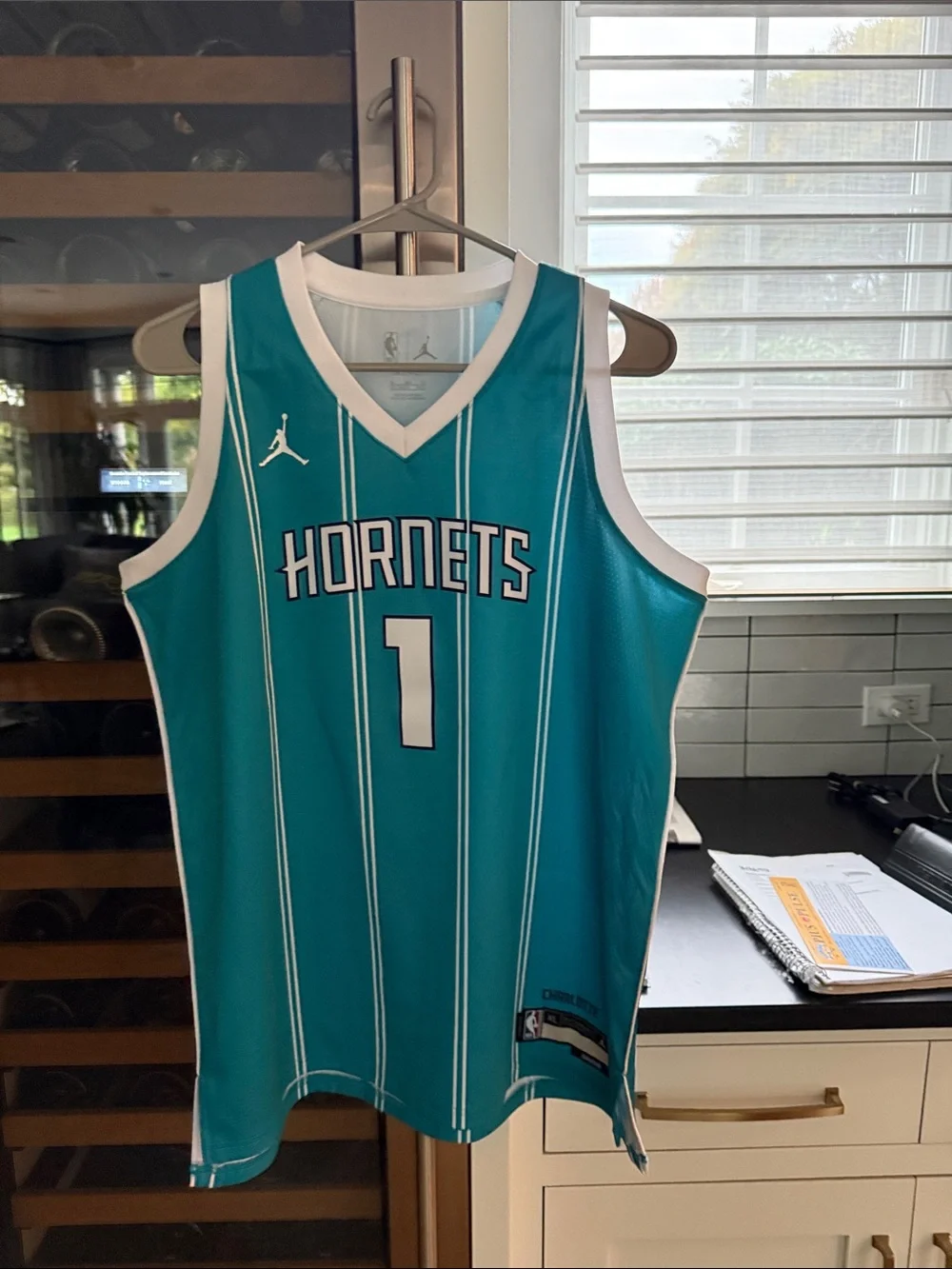 Jordan Teal Hornets #1 Basketball Jersey